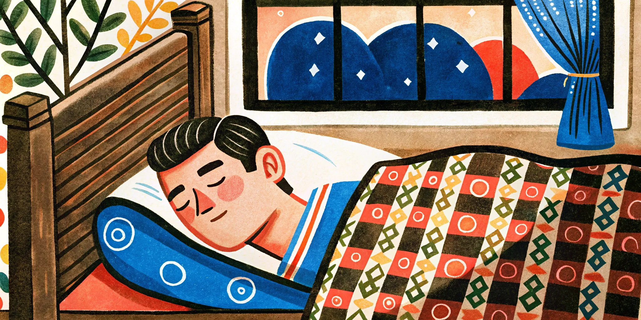 a man is sleeping in a bed