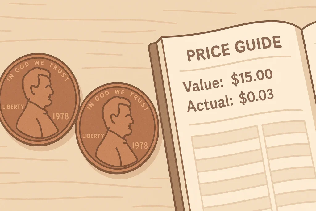 A price guide shows a huge difference between the claimed and the actual price.