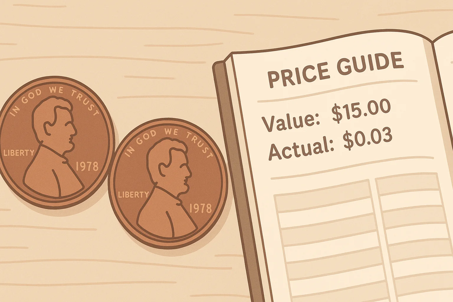 A price guide shows a huge difference between the claimed and the actual price.